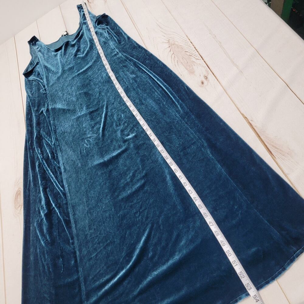 Eileen Fisher silk blue velvet A-line long midi maxi dress tank glam luxury - Picture 6 of 6